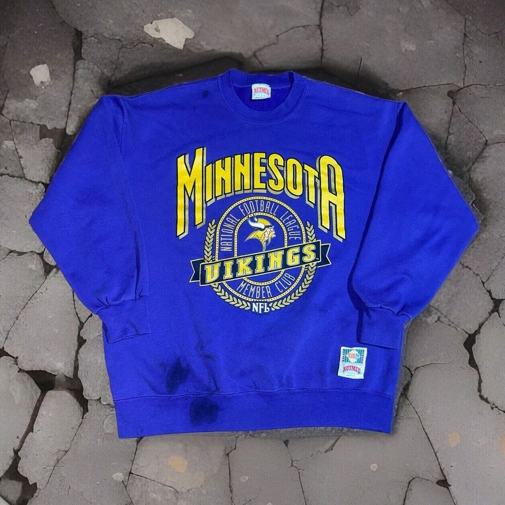 Vintage Nutmeg Mills Minnesota Vikings NFL Crewneck Sweatshirt Purple Mens XL